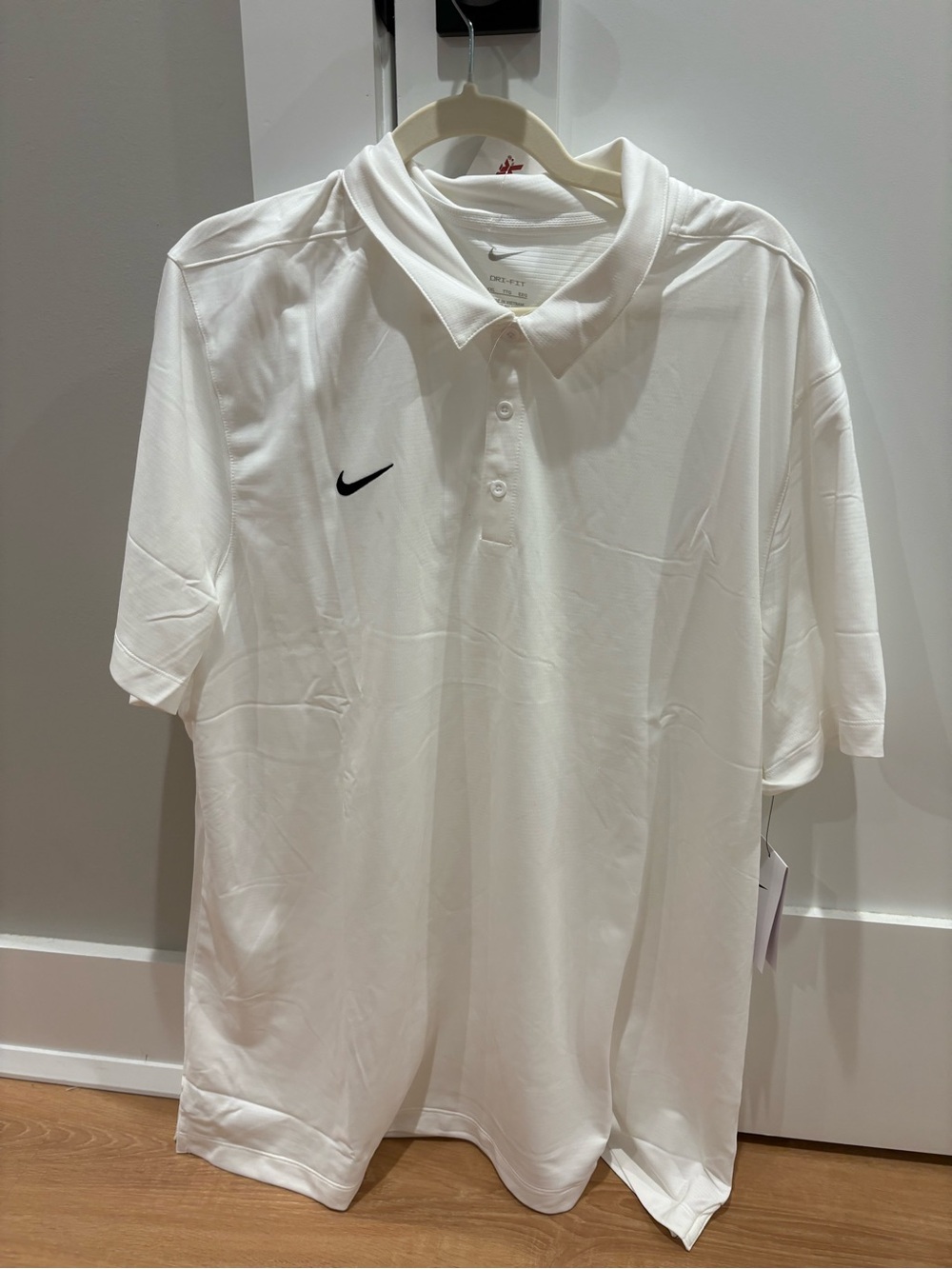 Nike Dri-Fit  White Short-Sleeve Polo with Black Swoosh size XXL